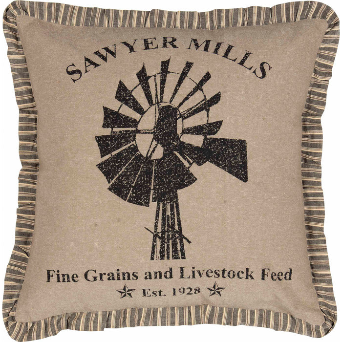 Sawyer Mill Charcoal Windmill Pillow 18x18