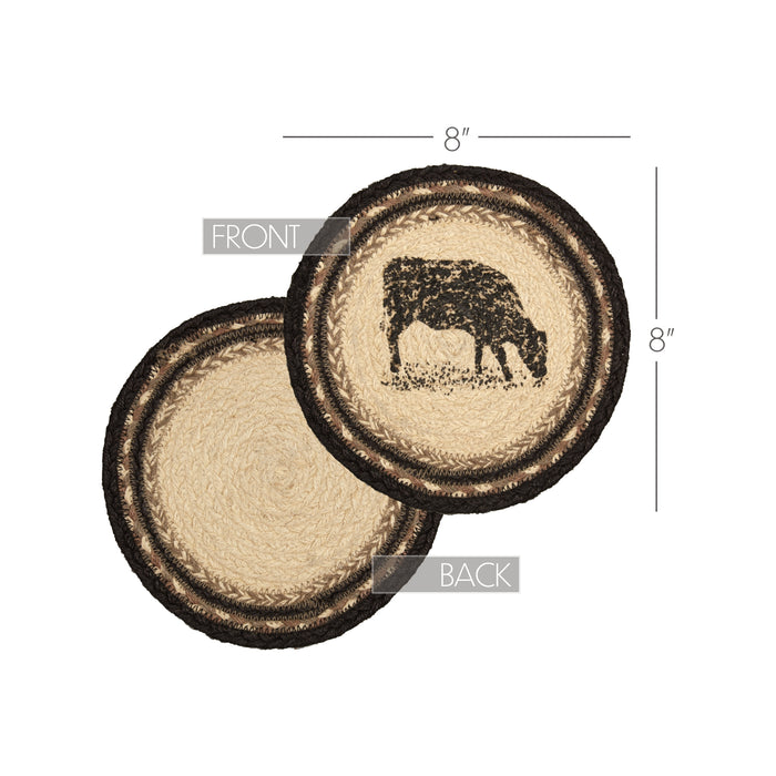 Sawyer Mill Charcoal Cow Jute Trivet 8