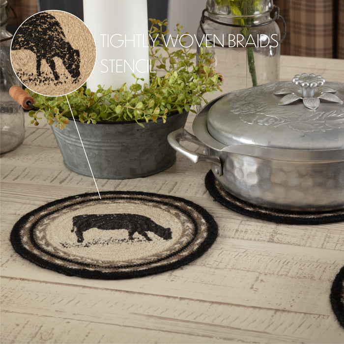 Sawyer Mill Charcoal Cow Jute Trivet 8