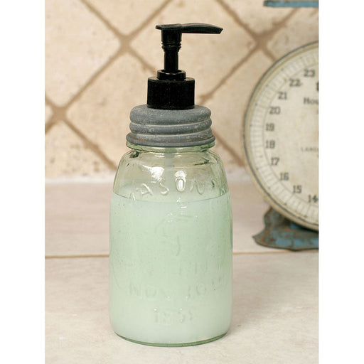 Midget Pint Mason Jar Soap/Lotion Dispenser - Barn Roof - Black Pump