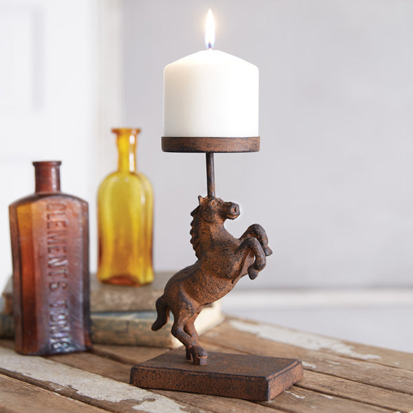 Rearing Horse Pillar Candle Holder