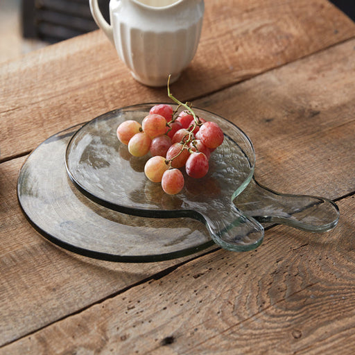 Set of Two Blocked Glass Cutting Board Servers