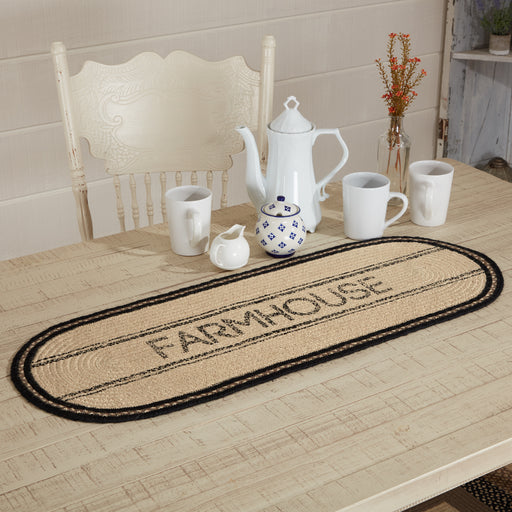 Sawyer Mill Charcoal Creme Farmhouse Jute Runner 13x36