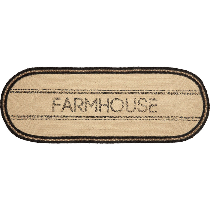 Sawyer Mill Charcoal Creme Farmhouse Jute Runner 13x36