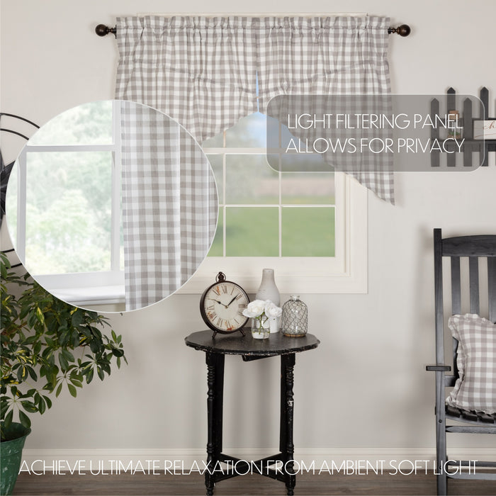 Annie Buffalo Grey Check Prairie Swag Set of 2 36x36x18