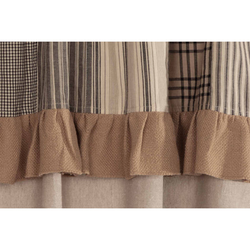 Sawyer Mill Charcoal Chambray Solid Short Panel with Attached Patchwork Valance Set of 2 63x36