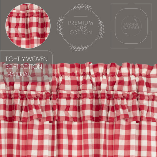 Annie Buffalo Red Check Ruffled Prairie Swag Set of 2 36x36x18