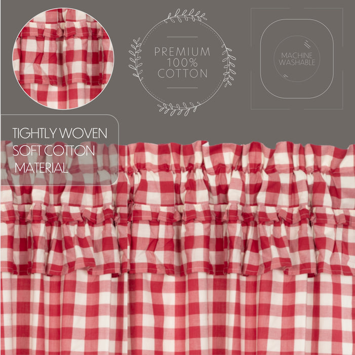 Annie Buffalo Red Check Ruffled Prairie Swag Set of 2 36x36x18