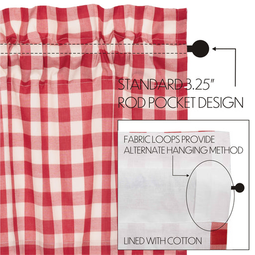 Annie Buffalo Red Check Short Panel Set of 2 63x36