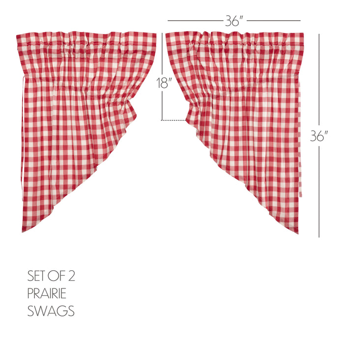 Annie Buffalo Red Check Prairie Swag Set of 2 36x36x18