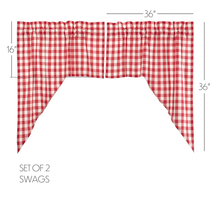 Annie Buffalo Red Check Swag Set of 2 36x36x16