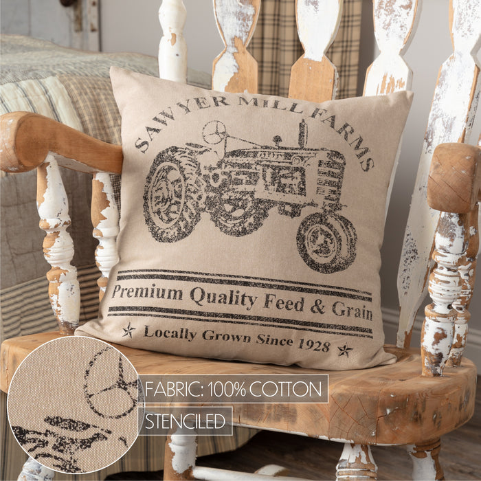 Sawyer Mill Charcoal Tractor Pillow 18x18