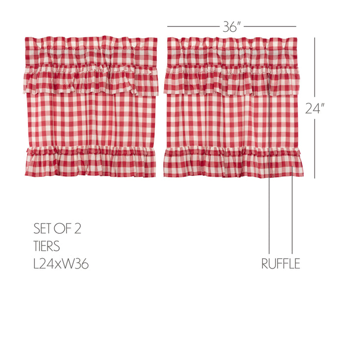 Annie Buffalo Red Check Ruffled Tier Set of 2 L24xW36