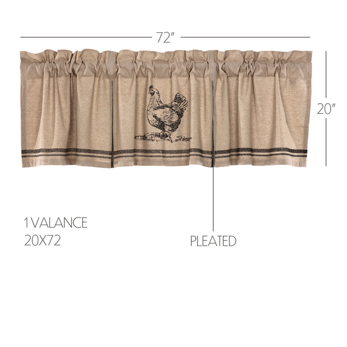 Sawyer Mill Charcoal Chicken Valance Pleated 20x72