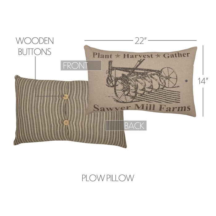 Sawyer Mill Charcoal Plow Pillow 14x22