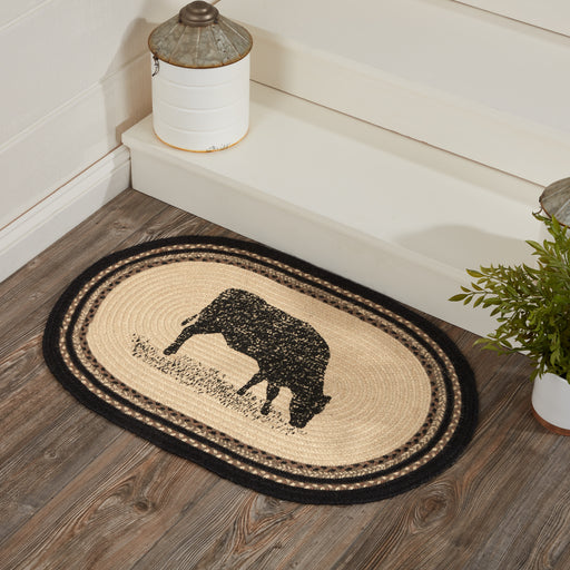 Sawyer Mill Charcoal Cow Jute Rug Oval w/ Pad 20x30