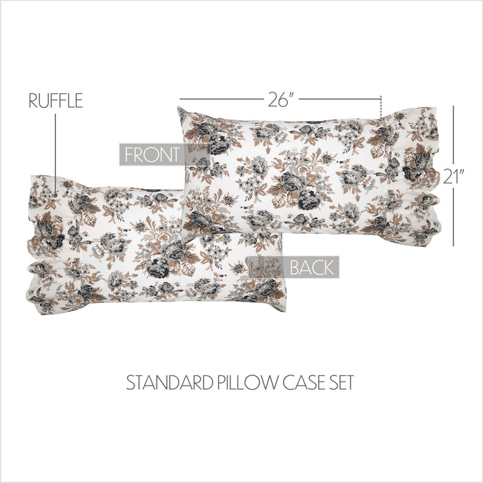 Annie Portabella Floral Ruffled Standard Pillow Case Set of 2 21x26+8