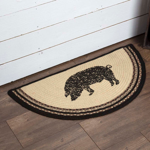 Sawyer Mill Charcoal Pig Jute Rug Half Circle w/ Pad 16.5x33