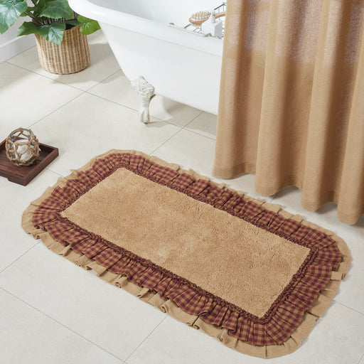 Burlap Natural w/ Burgundy Check Bathmat 27x48