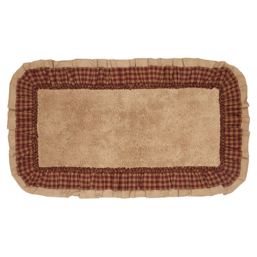 Burlap Natural w/ Burgundy Check Bathmat 27x48