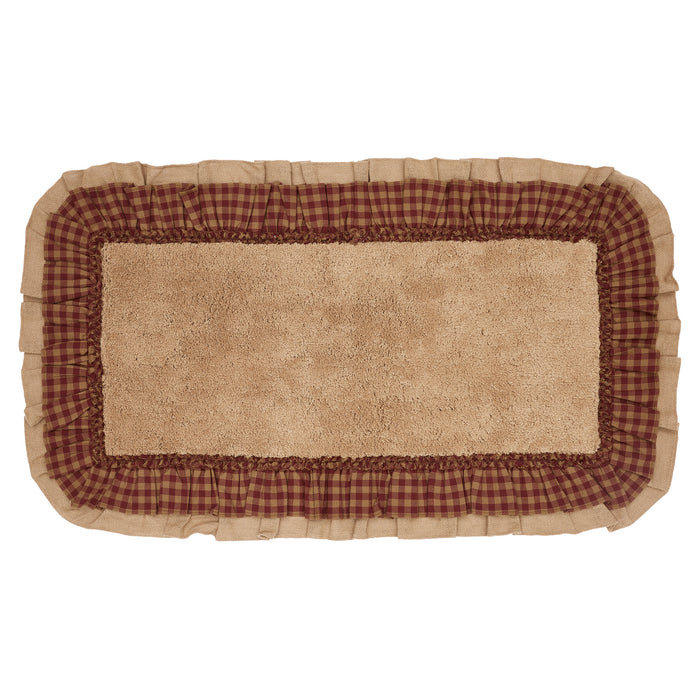 Burlap Natural w/ Burgundy Check Bathmat 27x48