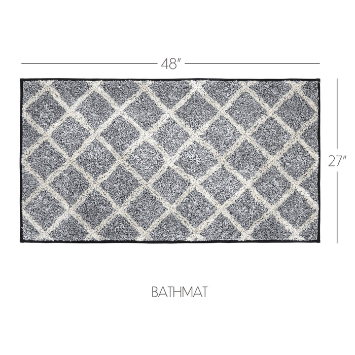 Frayed Lattice Creme & Black Bathmat 27x48