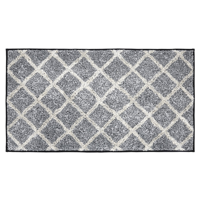 Frayed Lattice Creme & Black Bathmat 27x48