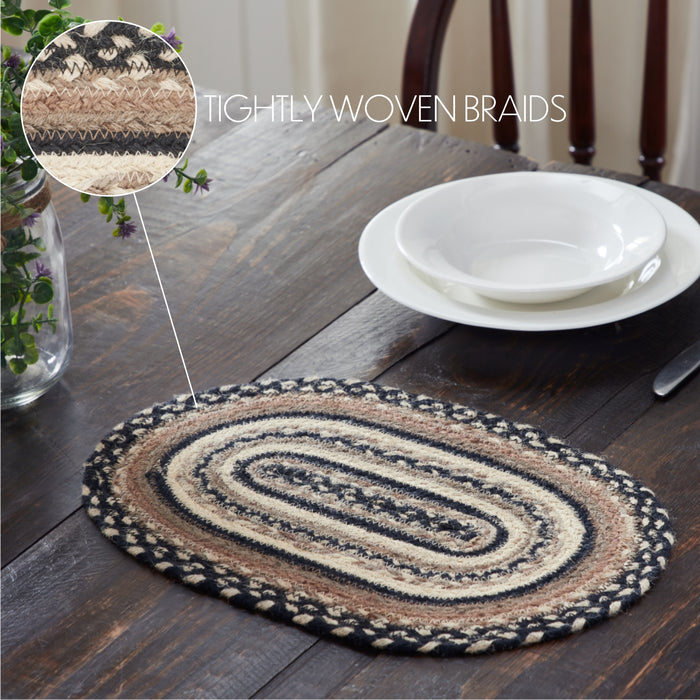 Sawyer Mill Charcoal Creme Jute Oval Placemat 10x15