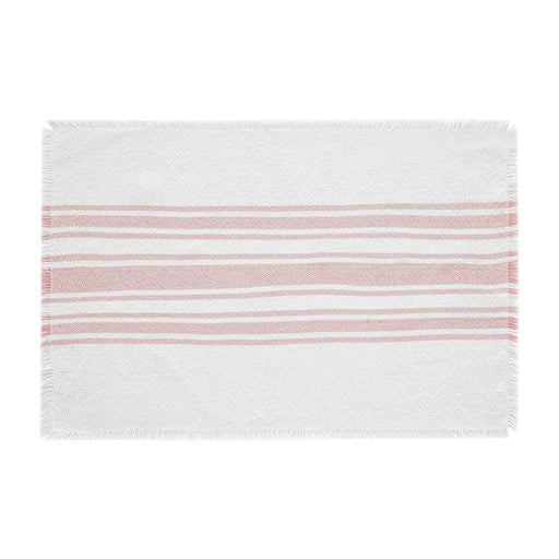 Antique White Stripe Coral Indoor/Outdoor Placemat Set of 6 13x19