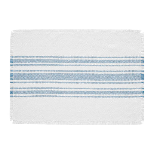 Antique White Stripe Blue Indoor/Outdoor Placemat Set of 6 13x19