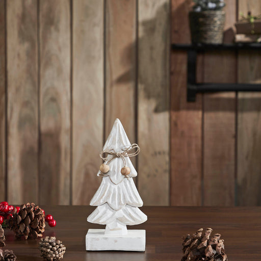 Snowy Tree Textured Wooden White 8.25x4x2.25