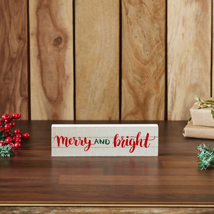 Merry and Bright Block Sign 3x10