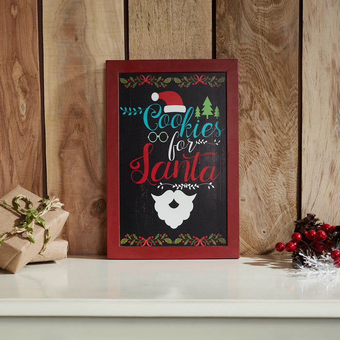 Cookies For Santa Framed Wall Hanging Sign 12x8