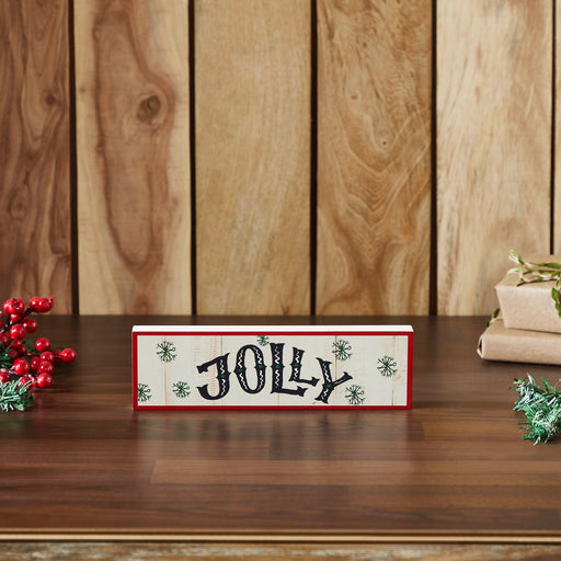 Jolly Snowflake Block Sign 3x10