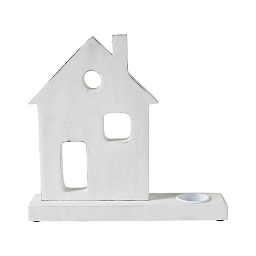 Tealight Holder Village House White 11x10.25x2.5