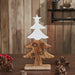 Christmas Tree Two Toned White Natural Wooden Figurine 13.75x8.25x2