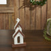 Brown Roof White Church Wooden Figurine 8x4x1