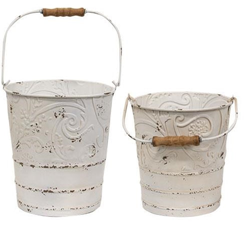 2/Set Shabby Chic Ornate Buckets