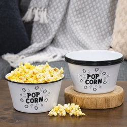 4/Set Small Enamel Popcorn Art Bowls