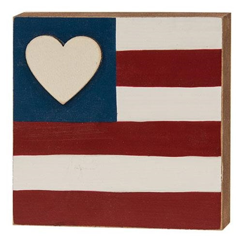 Heart Flag Square Block