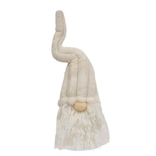 Bottle Topper Plush Cream Gnome w/Ribbed Hat