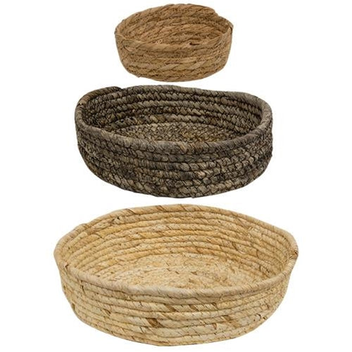 3/Set Corn Husk Rope Basket Trays