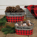 2/Set Red & Black Buffalo Check Merry Christmas Oval Buckets