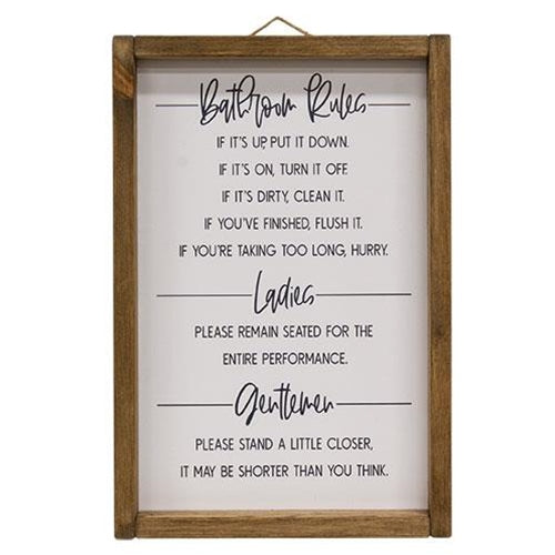 Bathroom Rules Framed Sign Vertical